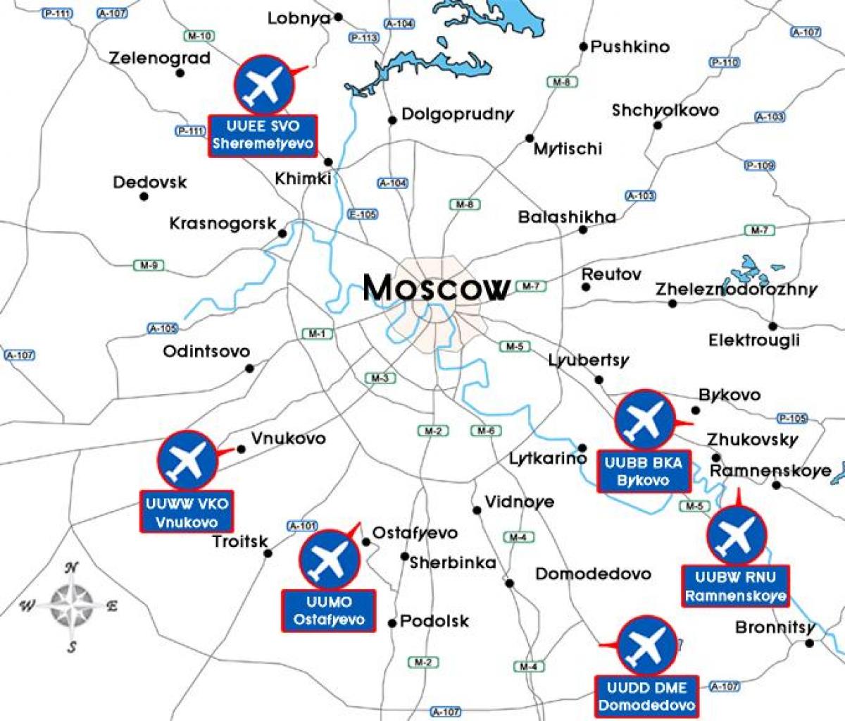 Moskova haritası havaalanları