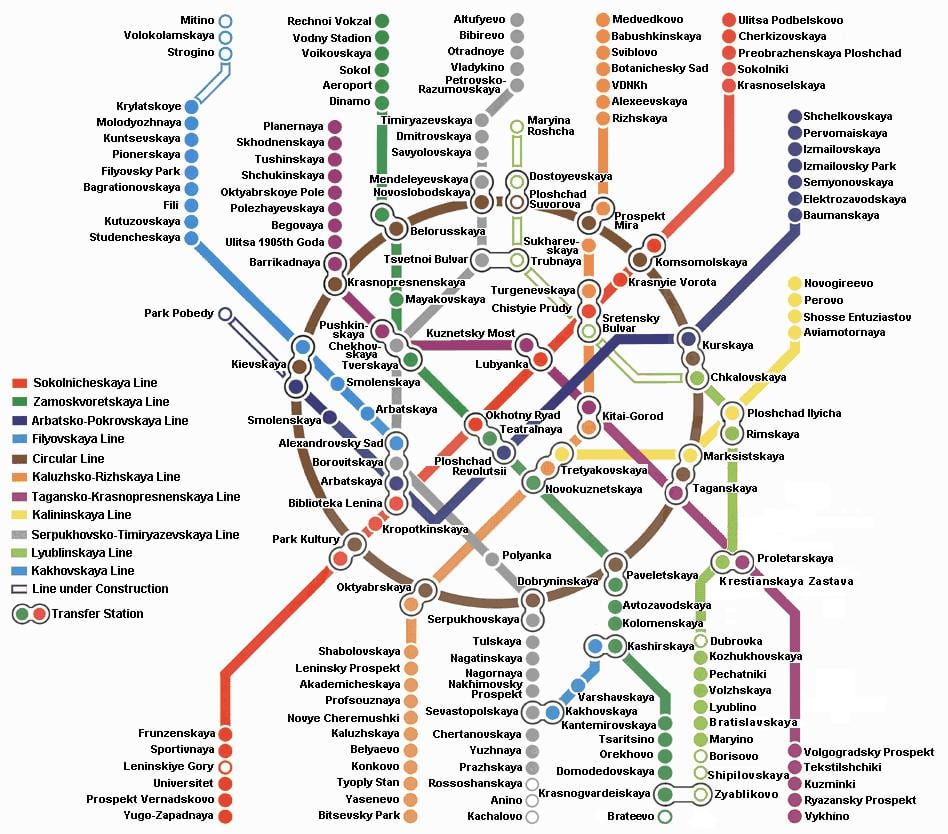 İngilizce Moskova metro haritası