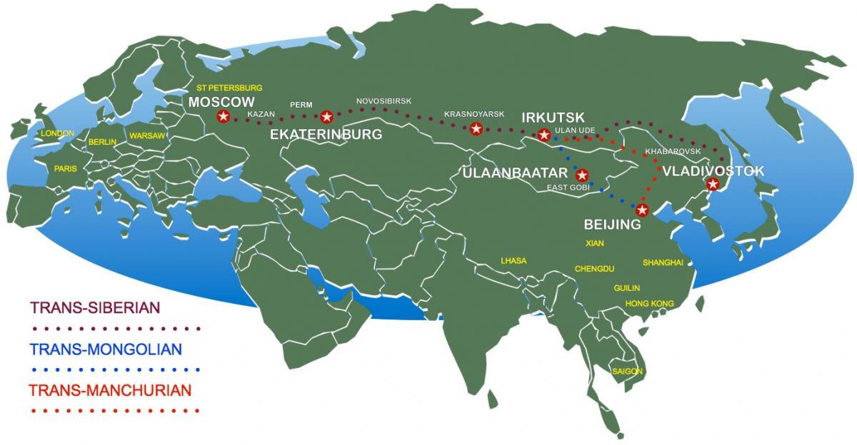 Moskova harita tren yol vladivostok için