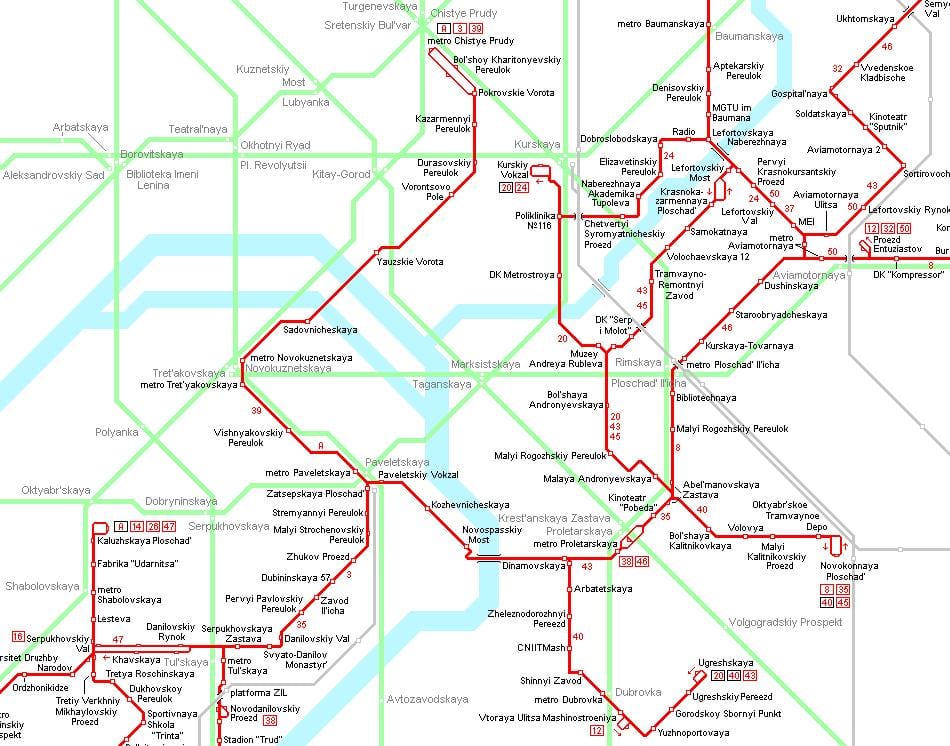 Moskva tramvay haritası