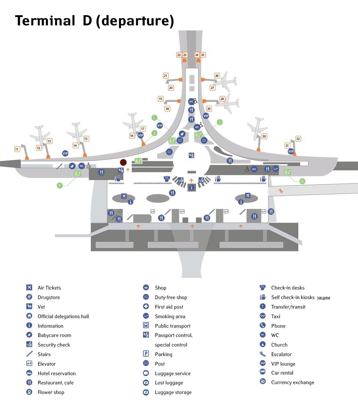 Şeremetyevo havaalanına harita terminal d